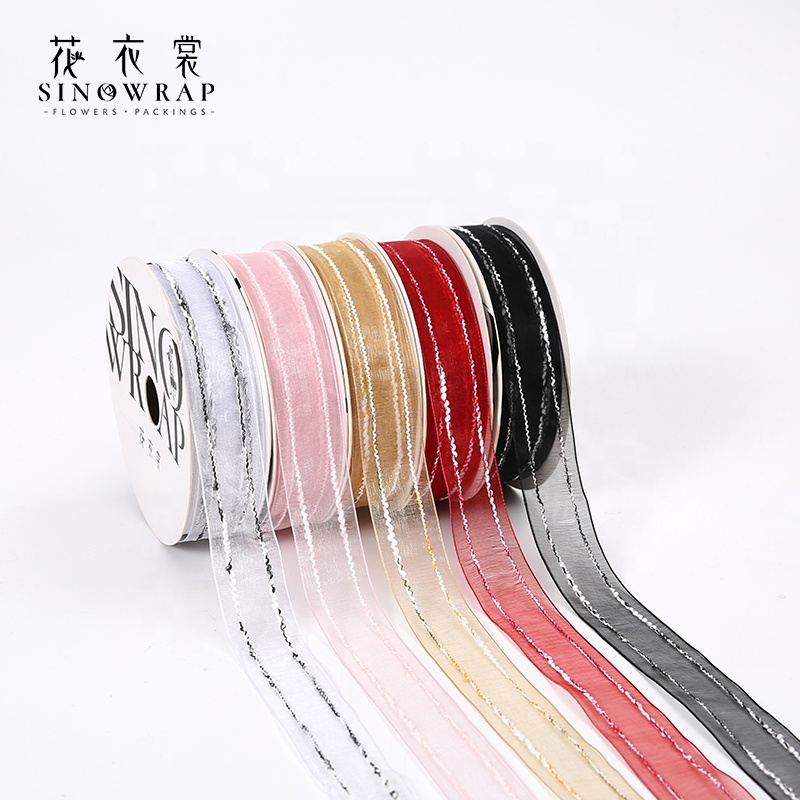 SINOWRAP  New Trendy colored Gorgeous  printed satin  decorative ribbon