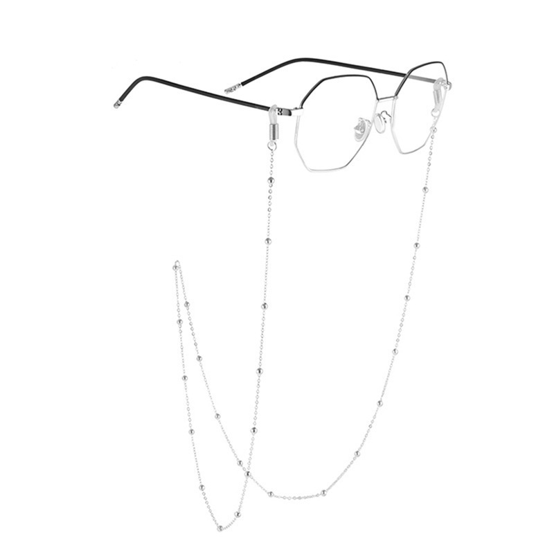 Wholesale Lady Metal Golden beeds chain for sunglasses With Silver necklace arm