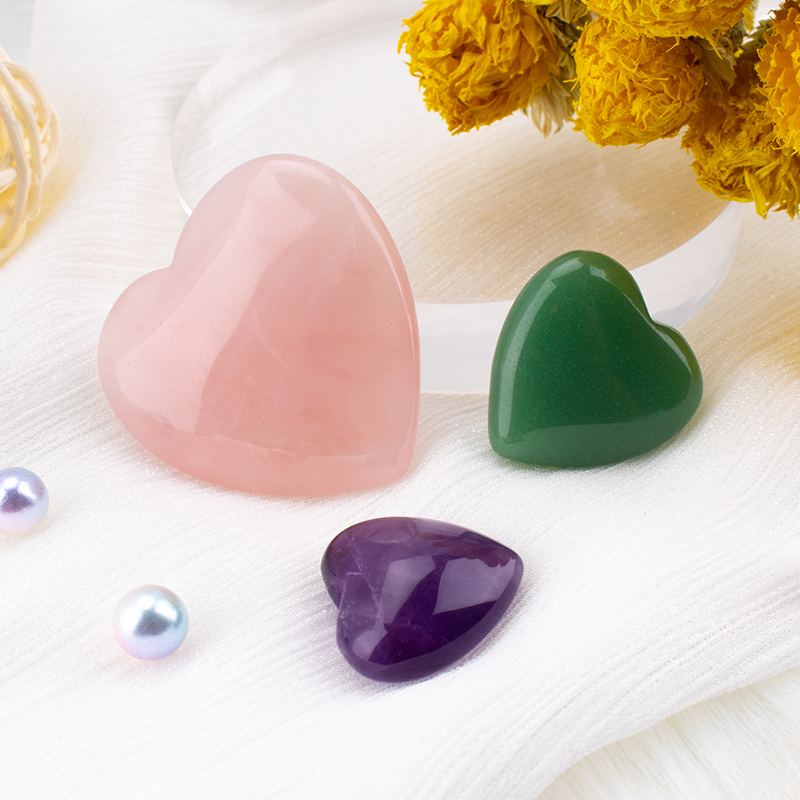 Puffy Shaped Love Palm Stone 1.55" Rose Quartz Heart Stone For Reiki Balancing