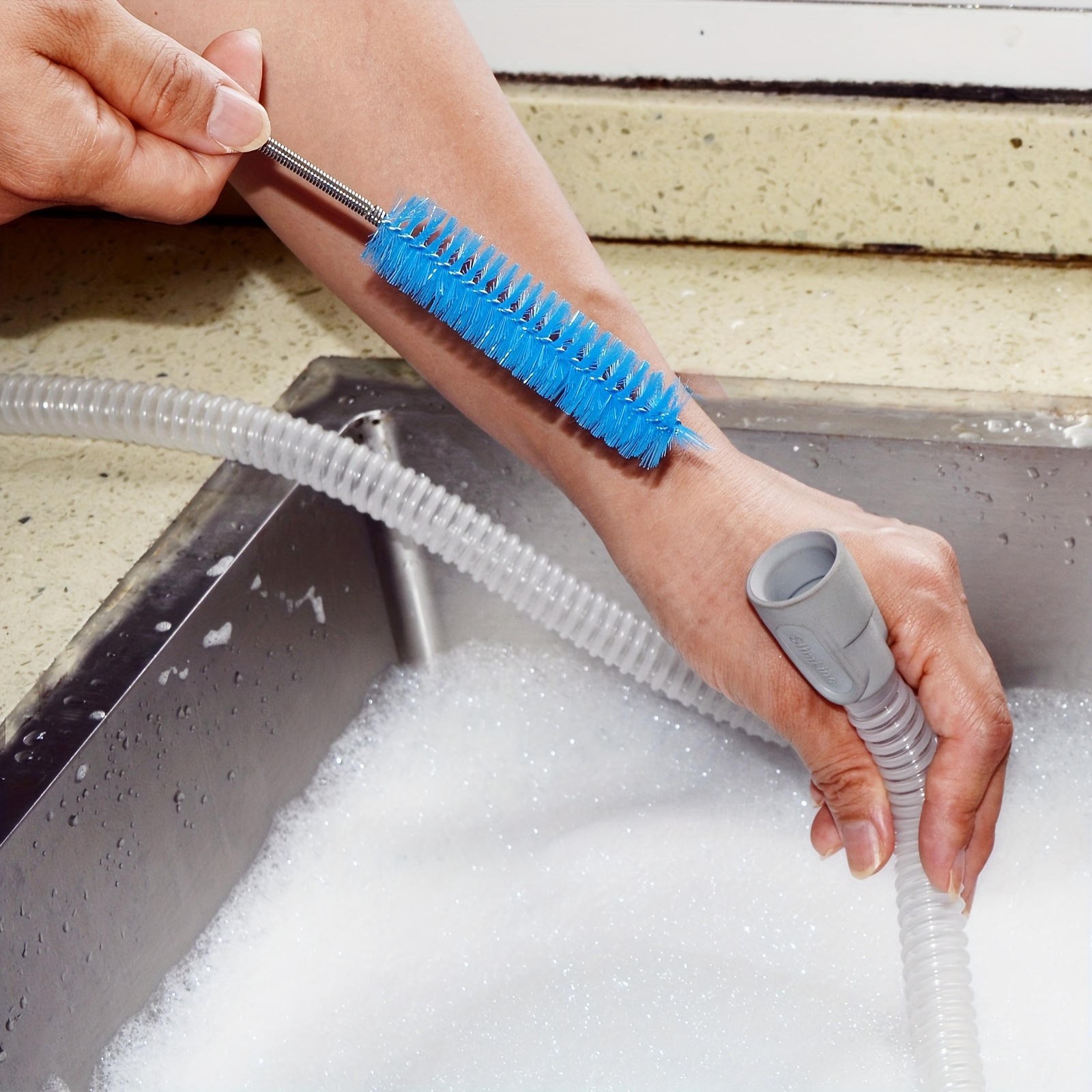 Industrial Grade CPAP Mask Cleaner Kit Stainless Steel and Nylon Tube Cleaning Brush OEM Supported Long Shape