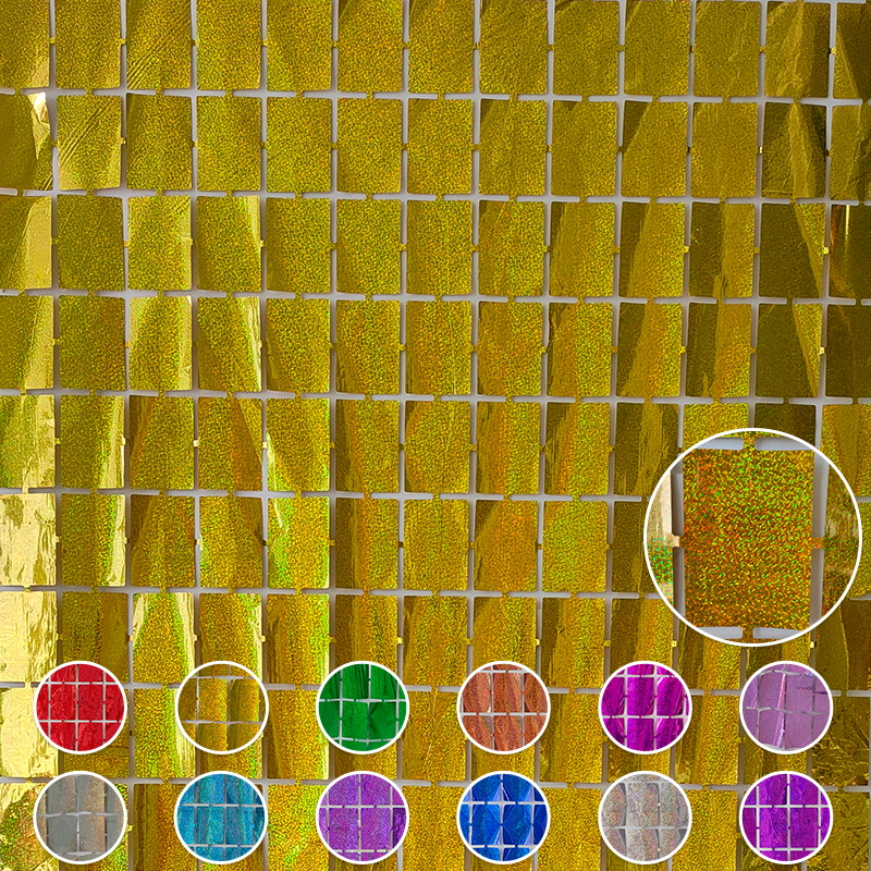 Chinese Manufacturing Gold shinny colorful Square foil curtain for wedding decoration