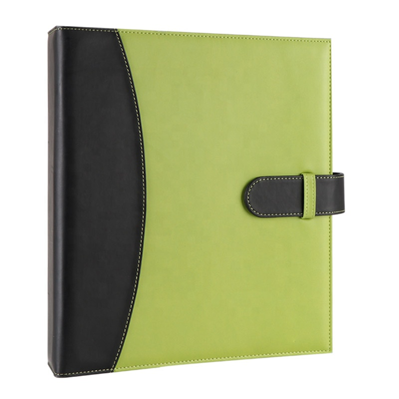 Fashion Custom Logo A4 Size Leather 3-hole Binder Expandable Office Storage Folder