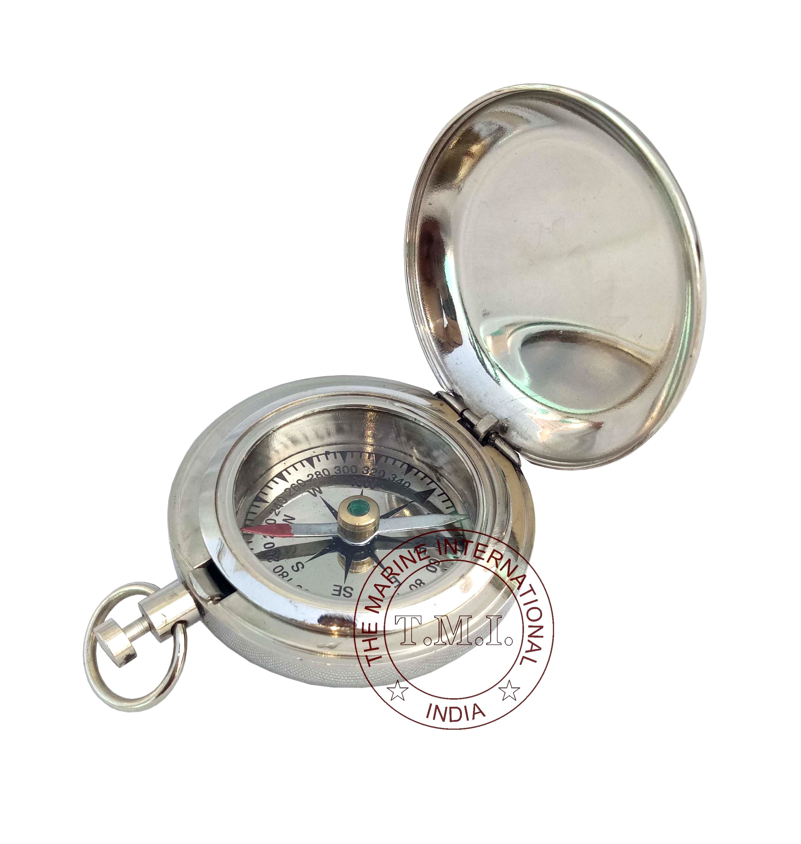 Vintage Black Antique Pocket Compass Ross London Ship Engraved Antique Push Button Compass