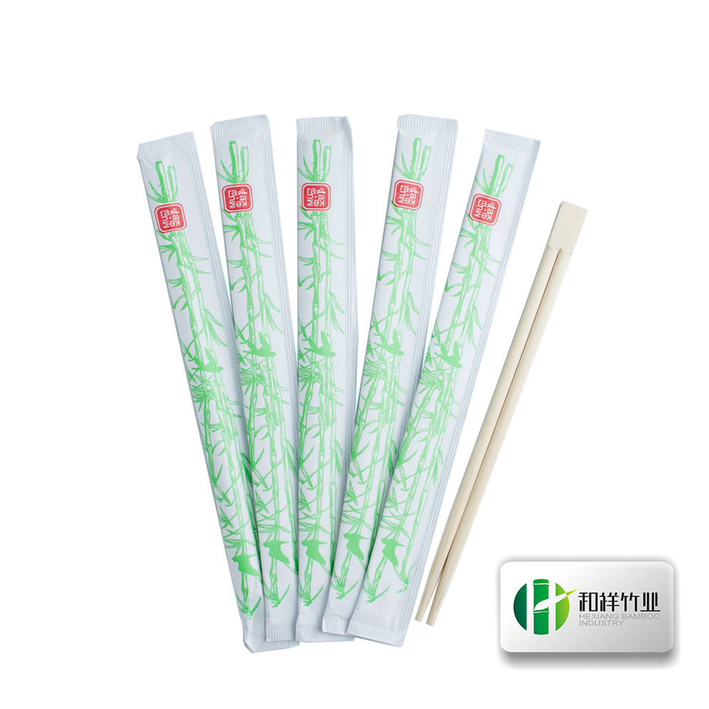 Eco-friendly cookware set disposable chinese custom 21cm bamboo chopsticks with custom printed logo full paper sleeve