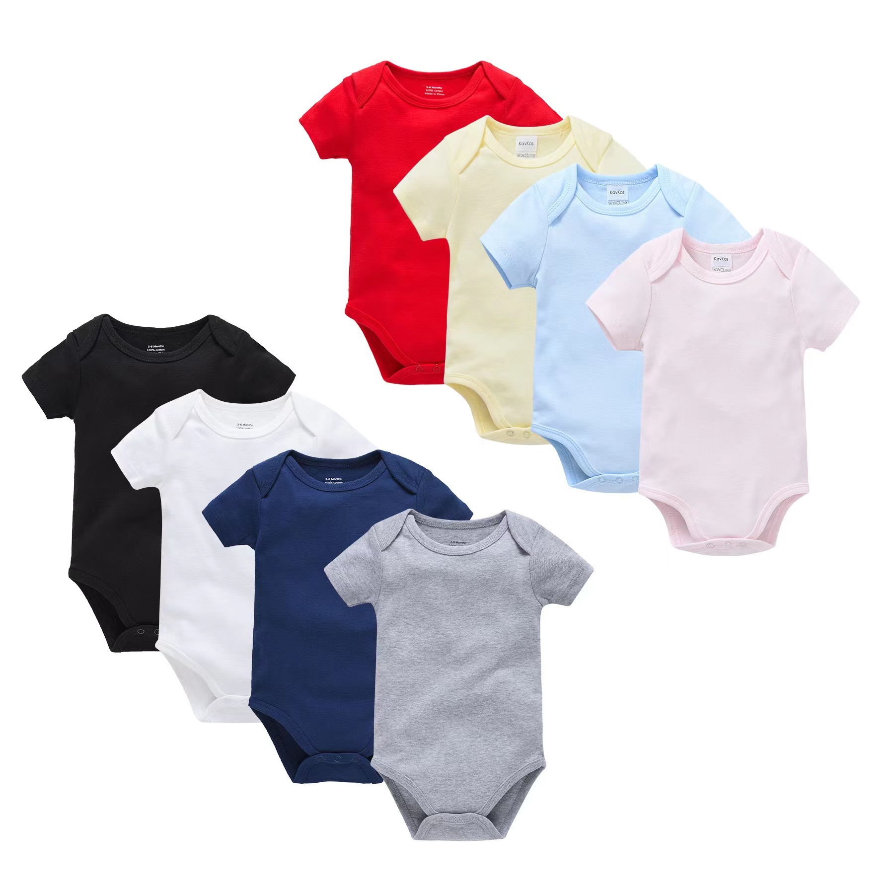 Stock or Custom Soft Organic Cotton Solid Color Bodysuits Short Sleeve One-Piece Baby Clothes Unisex Onesies Romper Jumpsuits Su