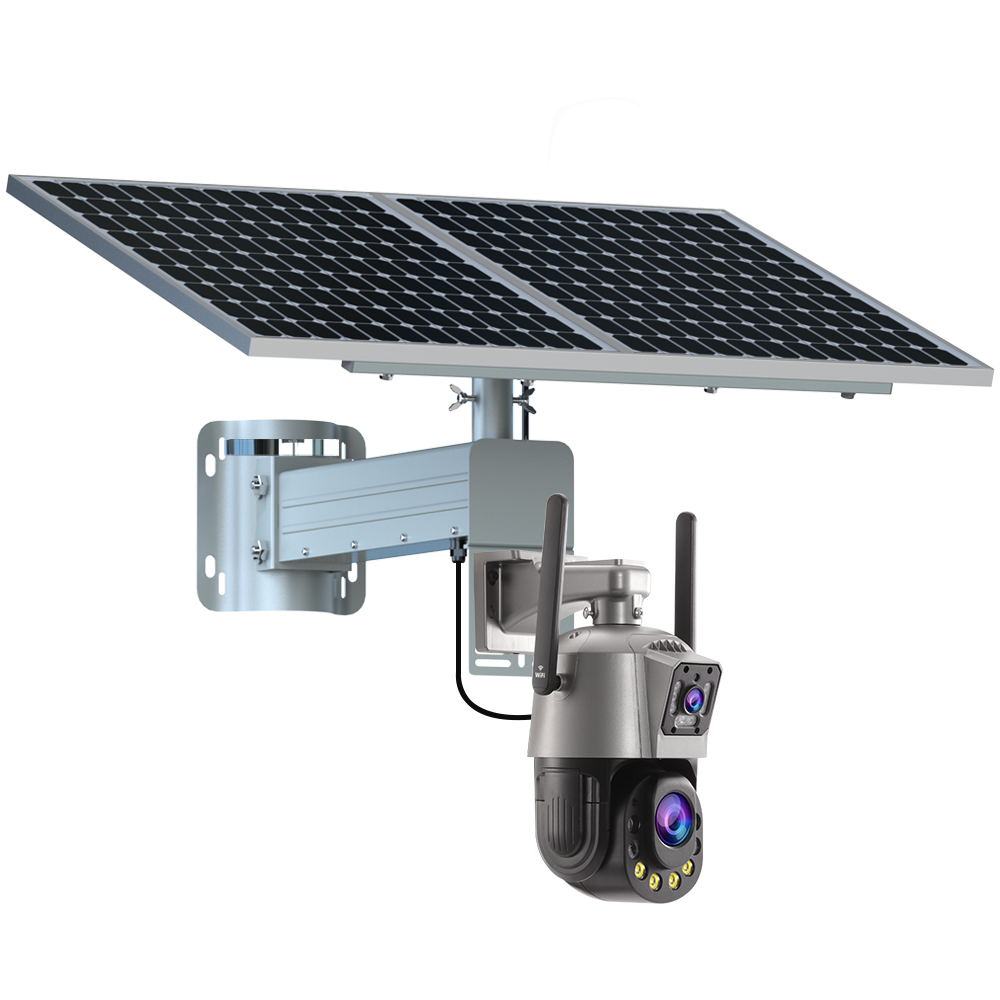 TecDeft 8mp auto human tracking solar camera security ptz system dual lens 4g 36x zoom wifi 4k solar cctv for outdoor farm dc12v