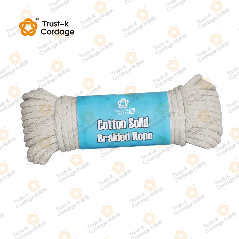 natural color cotton solid braided rope Sash Cord