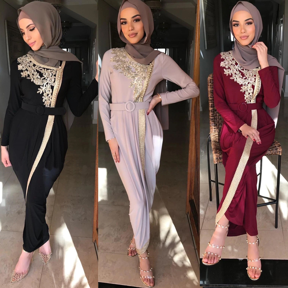 2021 вышитое бисером длинное тонкое платье Jilbab Abaya женское мусульманское платье