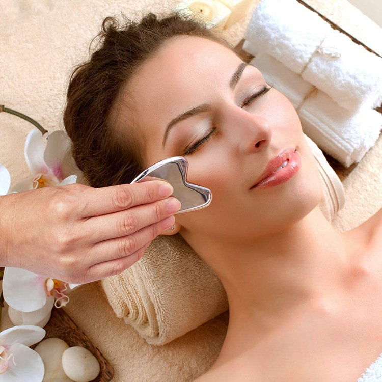 Набор инструментов Gua Sha, доска для массажа лица, роликовый массажный ящик, корпус под заказ, металлическое сердце, логотип, гуаша ша из нержавеющей стали