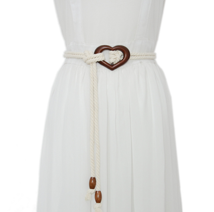 Fashion new women's peach heart log buckle adornment belt women's all-match braided rope with skirt coat waist belt