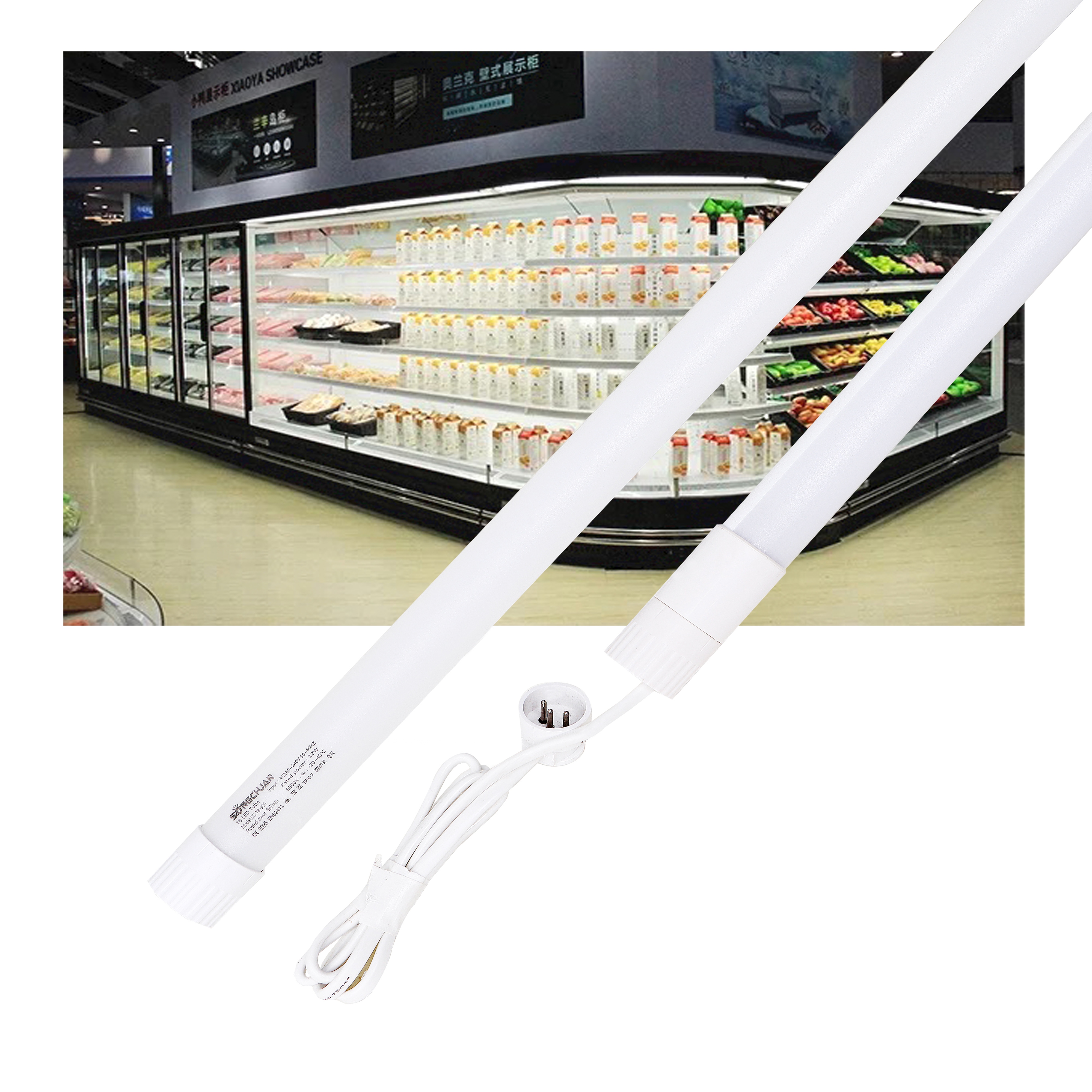 IP65 Waterproof Vertical refrigerator Showcase Cabinet Tube LED Light Freezer Lighting