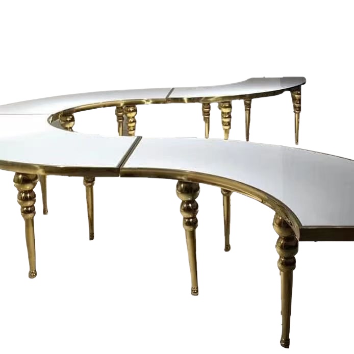 Large round MDF S-Shape Stainless Steel Dining Table Modern Design for Hotel Events and Dining Room Furniture Packed in Metal