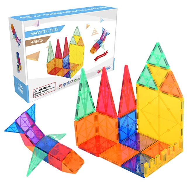 Children's Christmas 3D Magnetic Building Blocks Toys 100pcs 80pcs Plastic Tiles Magnetic Model Building Gifts customizable