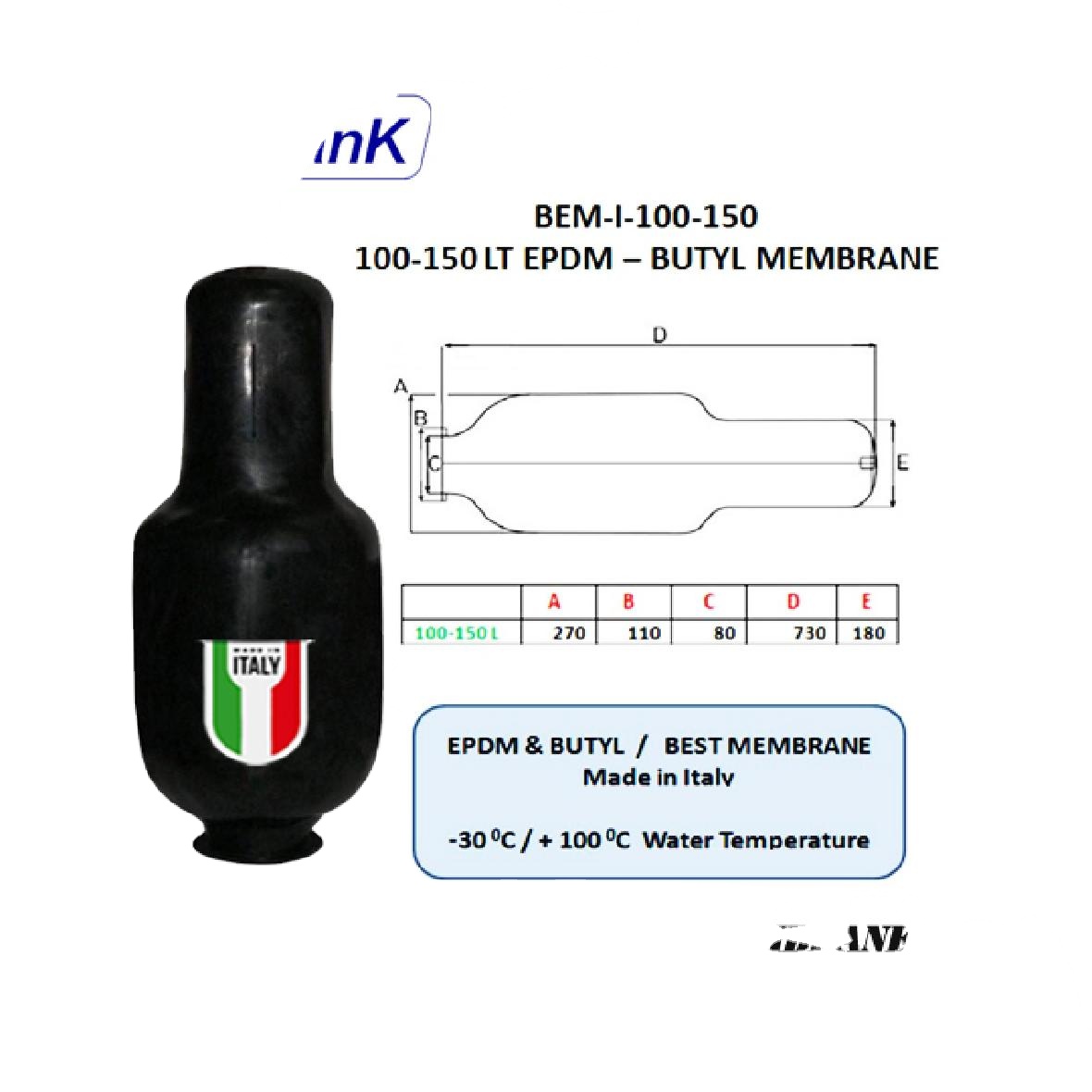 BESTANK 80-100 lt EPDM и бутилпитьевая резервуар для воды, резиновая мембрана