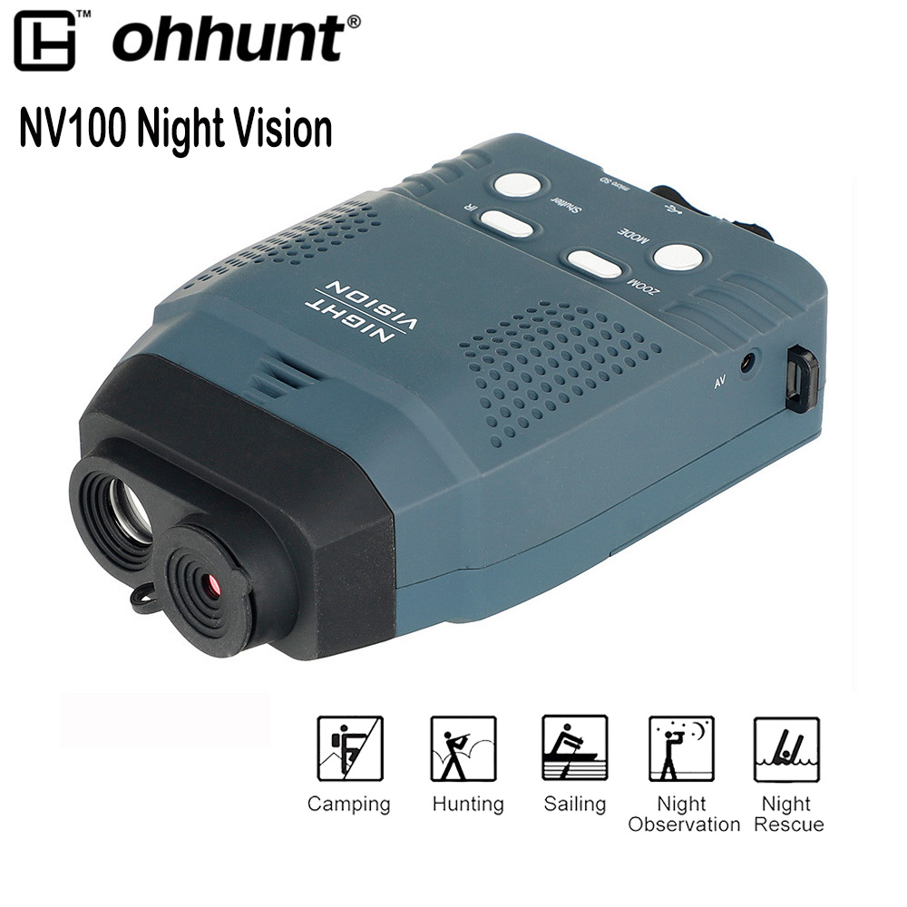 Ohhunt цифровой NV100 монокуляр ночного видения устройства телескоп ИК цифровой видеозаписи (DVR) ЖК-экран + 4 Гб TF карты multidiag Pro 2x дикой природы Ночное Охота