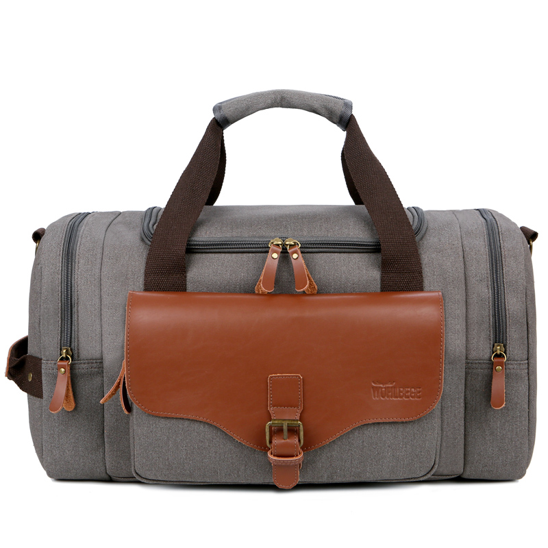 Spot goods warehouse canvas garment duffle bag men leather travel bags luggage women