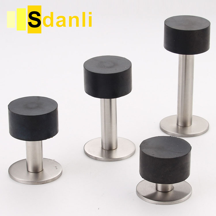 Factory Sale Stainless Steel Black Cushion Rubber Wall Mount Door Stopper Door Stops with Adhesive Sticker