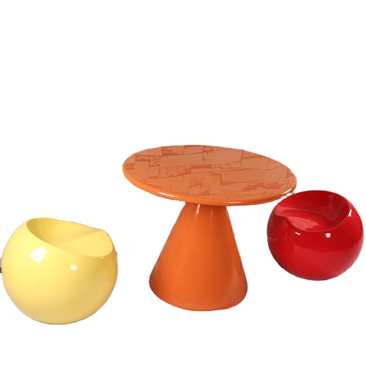 P004 frp apple chair custom made modern outdoor single stool table set garden outdoor fruit chair