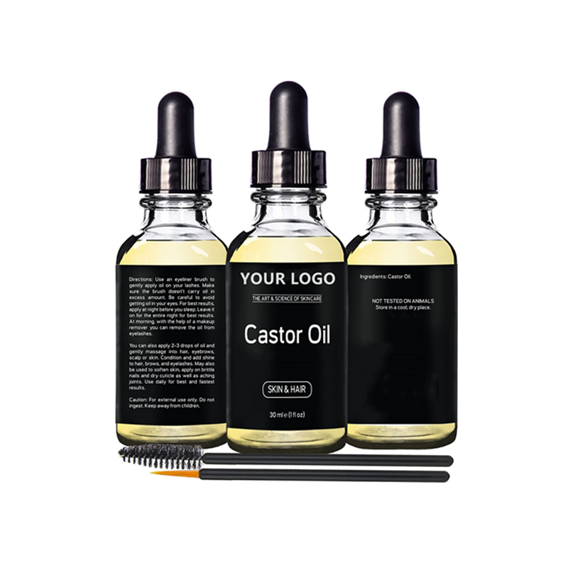 Bulk Private Label Pure Cold Press Organic Castor Oil for Hair Eyelash Eyebrow Growth 10ml Jamaican Black Castor Essential Oil