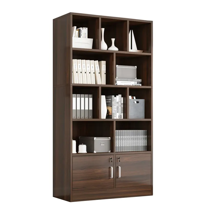 Bookshelf Retro Bookcase Cabinet Wooden 4-Tier Bookshelf With Doors Storage Cabinet For Books Photos Decorations