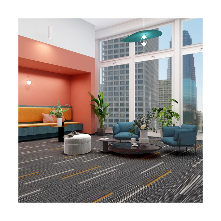 Modern Rugs Multi-color Fireproof 25*100 Commercial Office Square Carpet Tiles Flooring Easy Install Factory Wholesale Printed