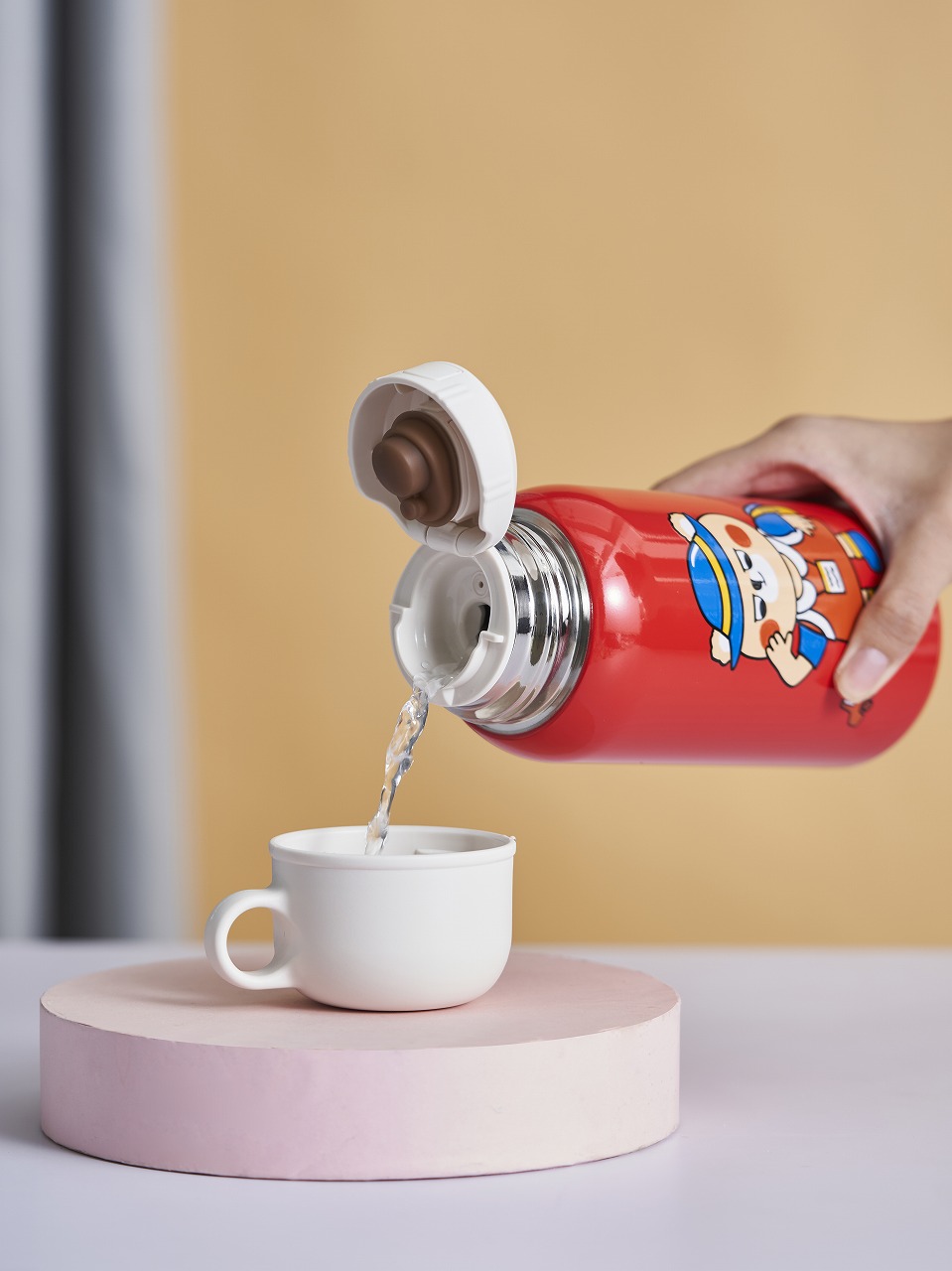 RK-B4007 Portable Thermos Vacuum Cup Cartoon Children Smart Water Bottle Stainless Steel Kids With Straw