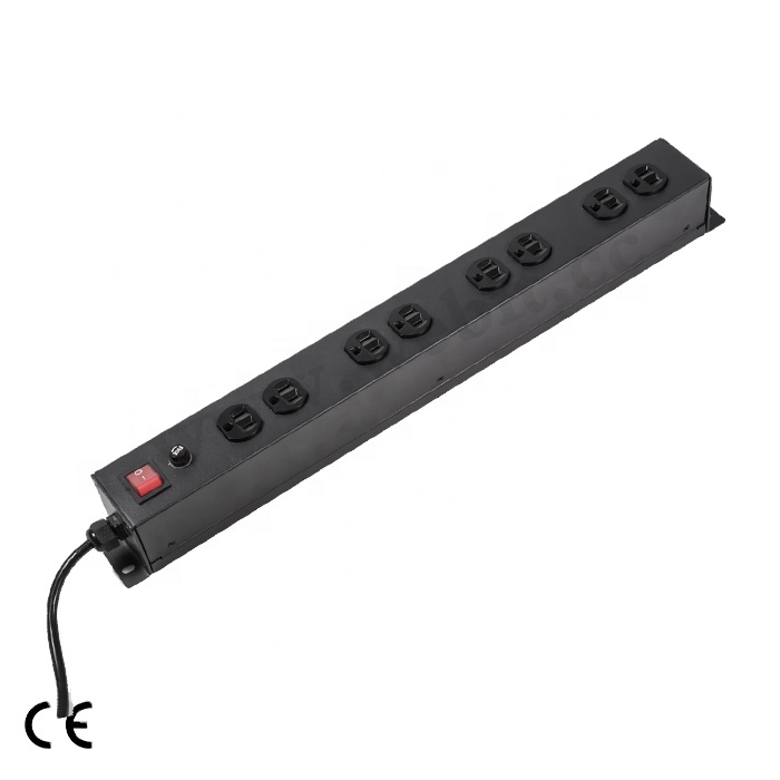 1U 8 Ports NEMA-15R 110V USA Power Strip Network Rack Usage 1U 8 Ports NEMA-15R 110V USA P