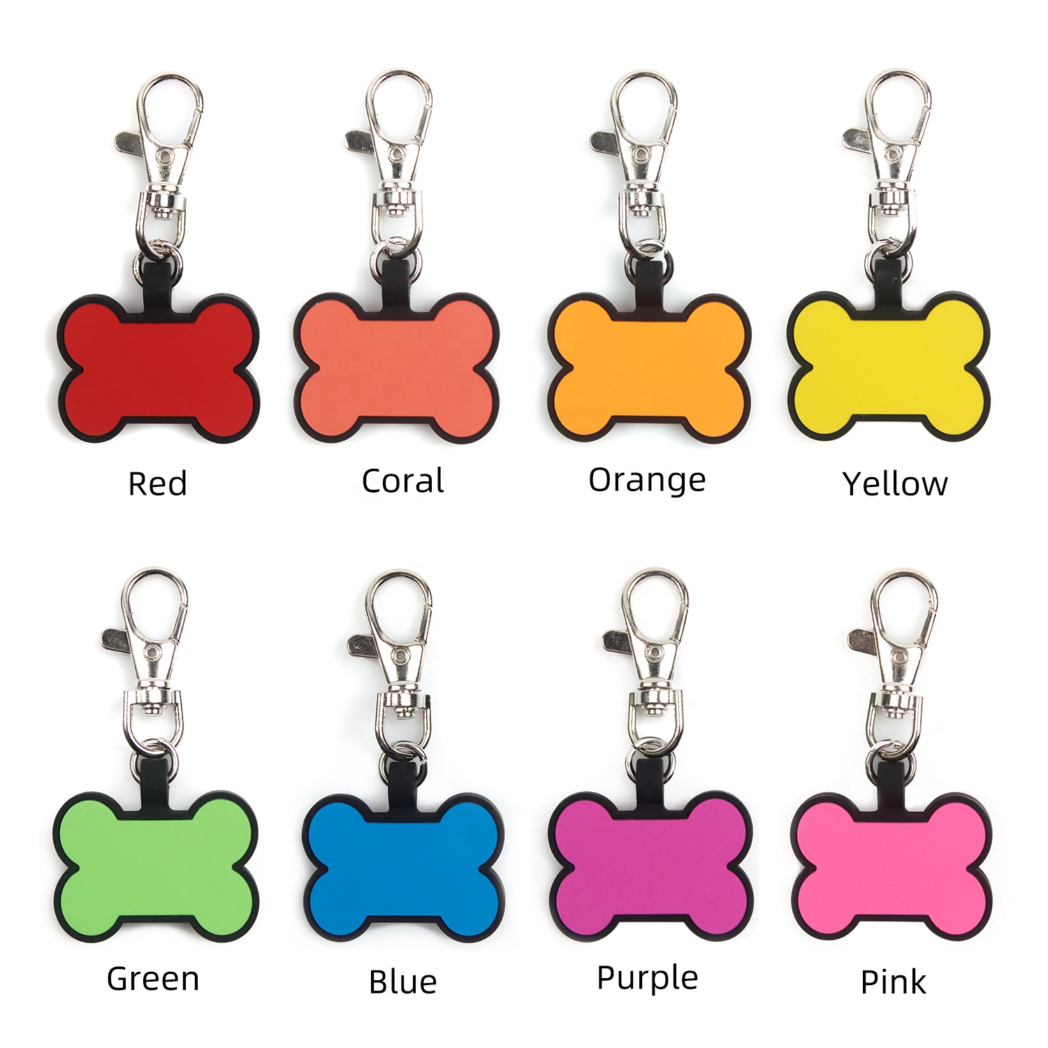 Personalized Bone Pattern Silent Sublimation Silicone Pet ID Tag