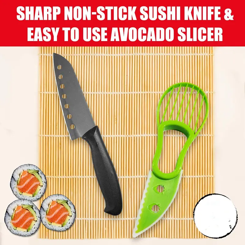 sushi maker set with Sushi Rice Roll Mold Shapes made of food-grade BPA-free plastic safe bamboo sushi maki maker