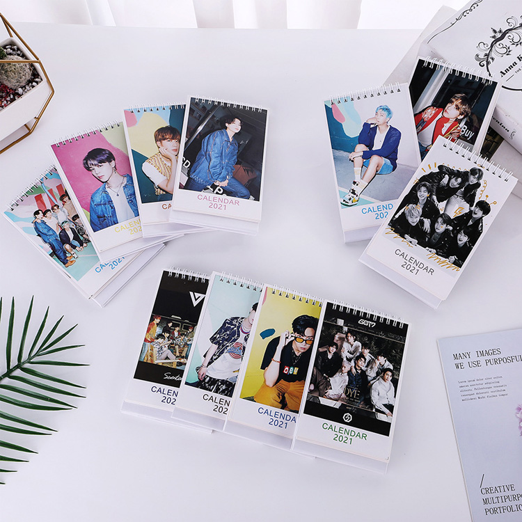 Оптовая продажа, календарь для стола KPOP SEVENTEEN TREASURE GOT7 дважды, JIMIN JK V JIN SUGA RM JHOPE Bangtan boys 2021, календари