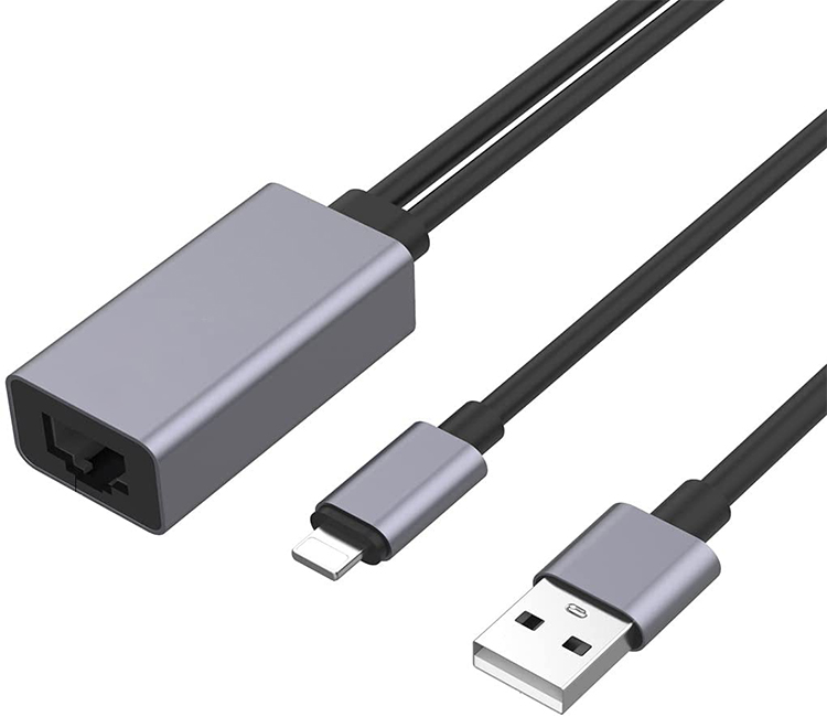 Lightn + ing для RJ45 Ethernet LAN проводной сетевой адаптер для iPhone/iPad, адаптер Lightning/Ethernet 1,2 м кабель 10/100 Мбит/с