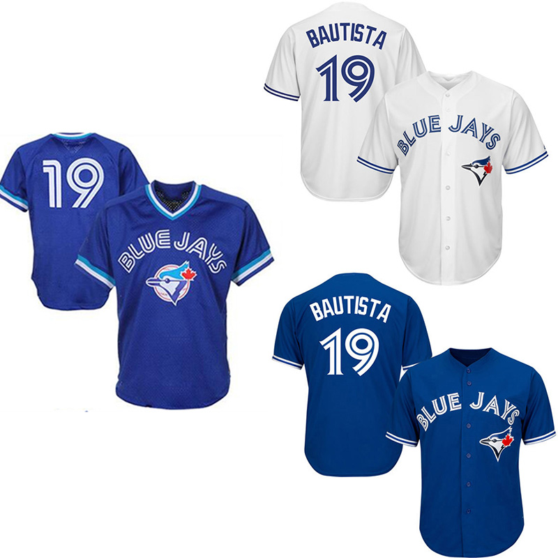 Custom 19 Jose Bautista 27 Vladimir Guerrero Jr. Throwback Embroidery Logos Men&#39 s Baseball Jerseys