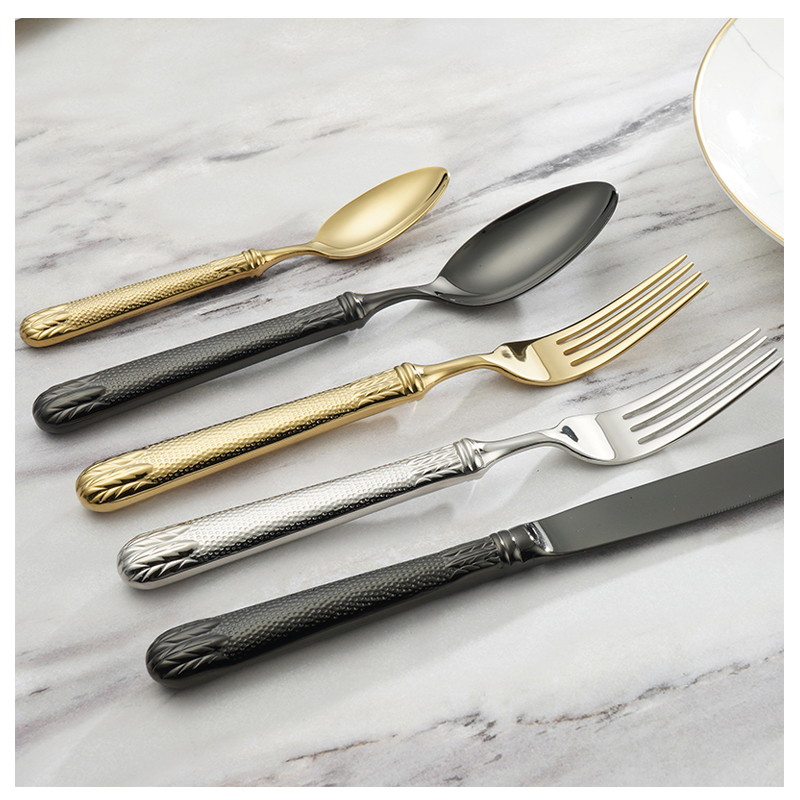wheat series knife  fork and spoon European 304 stainless steel tableware hollow handle western tableware gift set of 4 pcs