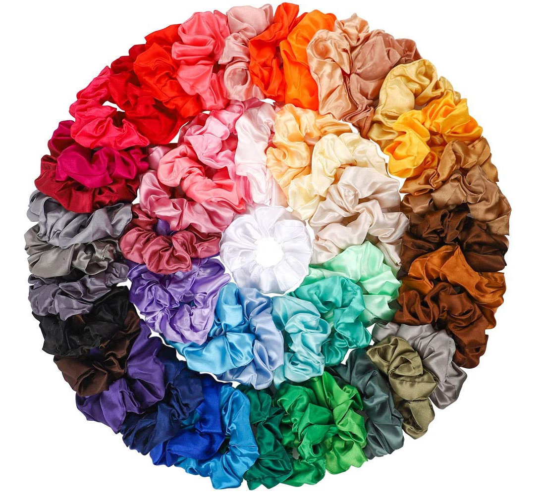 Wholesale Custom Women Large Haargummi Satin Floral Scrunchy 100% Silk Hair Accessories Hair Ties Elastic Hair Bands Scrunchies
