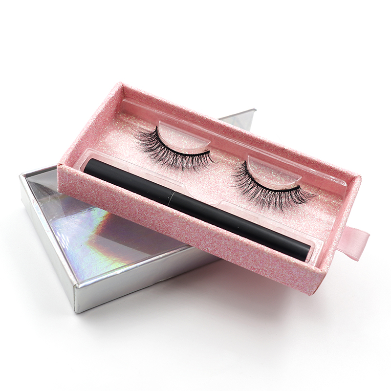 Split Tip Flat Long Thick Fake Color Cute Packaging Cherry Blossom Lashes Invisible Band Eye Vendors 25Mm Lash