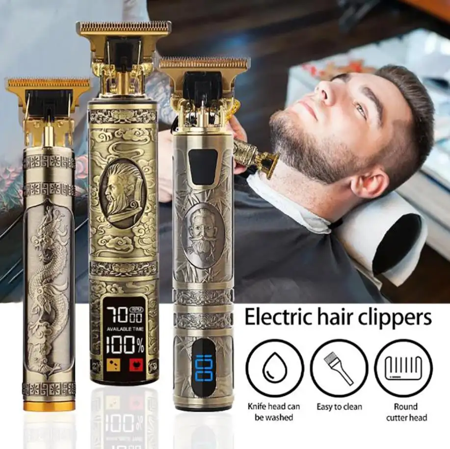 Men's Barber Retro T9 Hair Trimmer Professional Razor Trimmer Cut Machine Wireless Hair  Beard Man Shaving