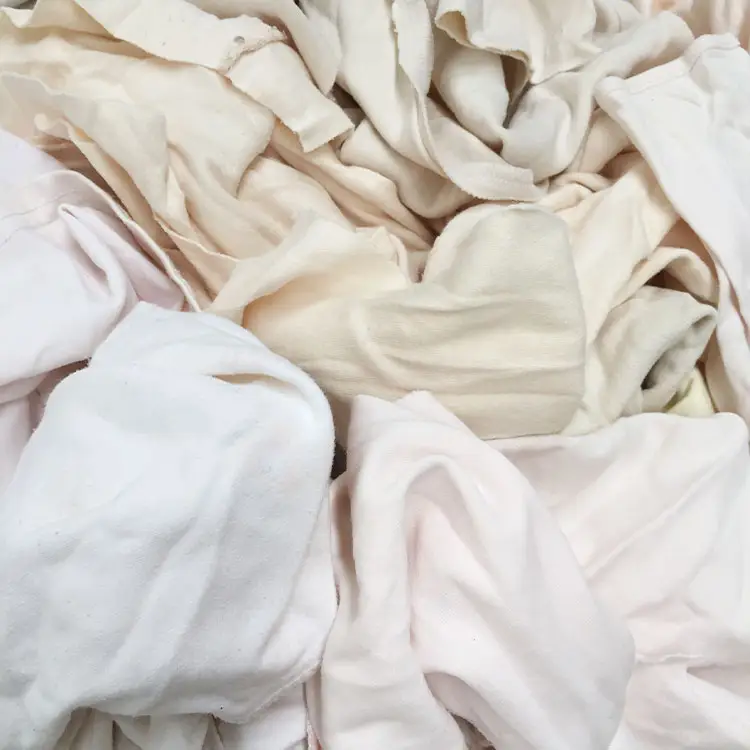 Fast Shipping Recycled White Knitted T Shirts 90% Cotton Industrial Cleaning Rags