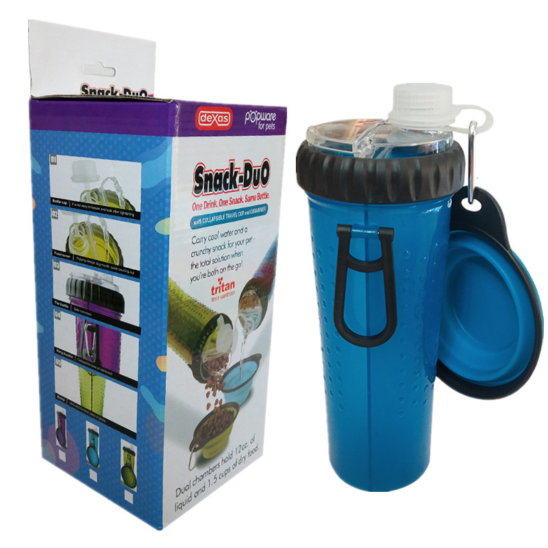 Wholesale Eco-friendly Travel Foldable Pet Outdoor 2 In 1 Portable Pet Dog Water Bottl With Collapsible Bowl