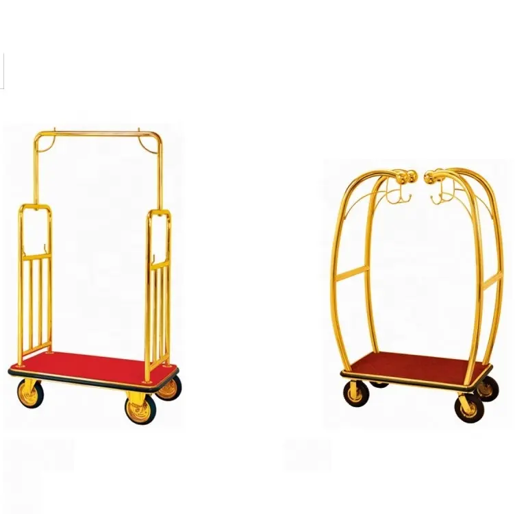 Hotel Stainless Steel Birdcage Lobby Metal Luggage Cart