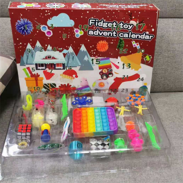 New design silicone Push Pop Bubble christmas Sensory fidget toy set advent calendar for Girls Boys Kids