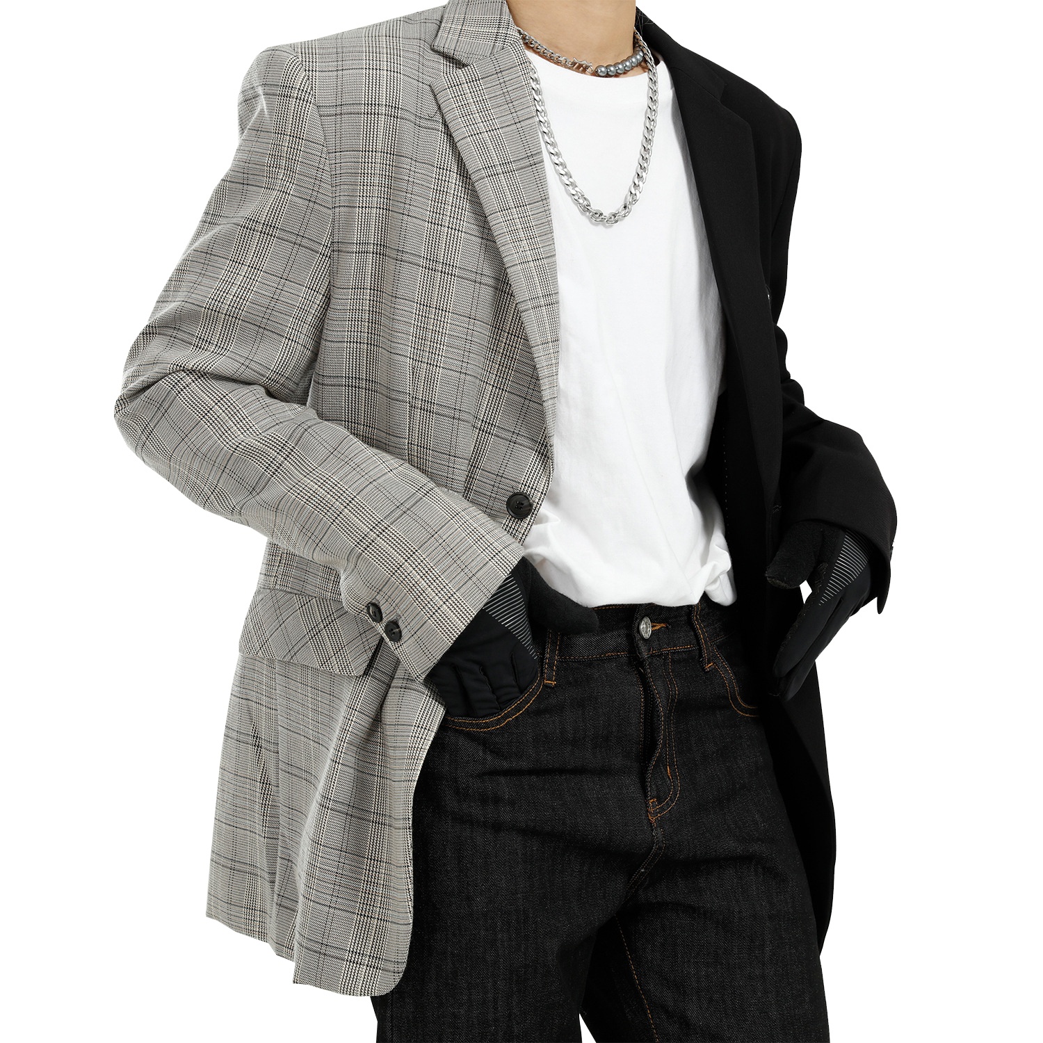 Wholesale Custom Color Contrast Plaid Stitching Blazer Design Jacket Men's Suit