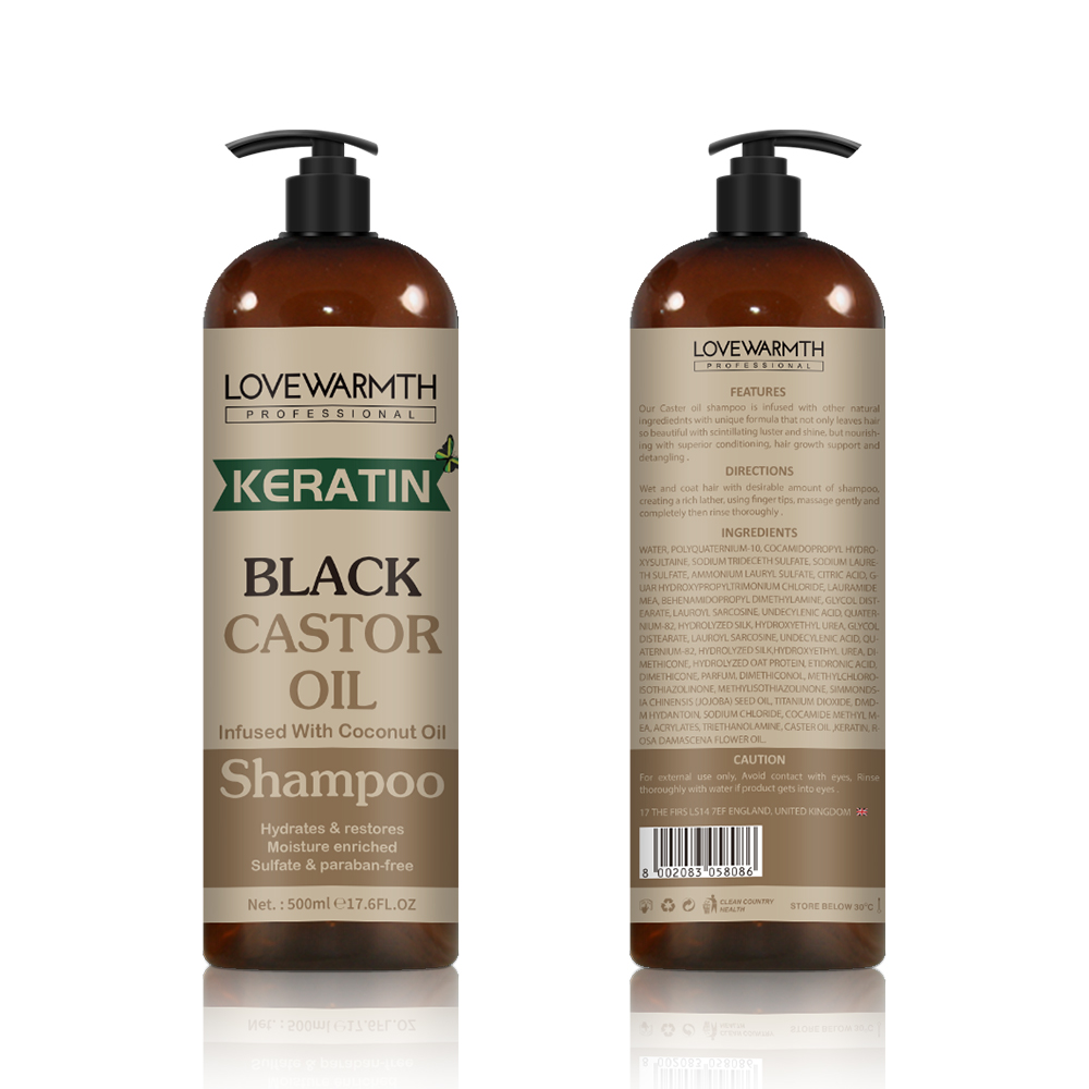 Private Label Shampoo and Conditioner Keratin Black Castor Oil Shampoo