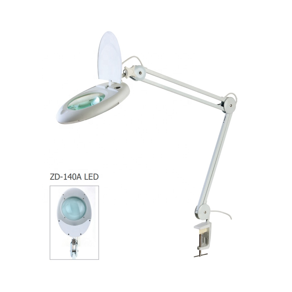 Деталя ZD-140A 100-240V 15W 80 шт. светодиодная увеличительная лампа 5 дюймов стеклянная линза 5D диоптрий Настольный зажим CE по ограничению на использование опасных материалов в производстве