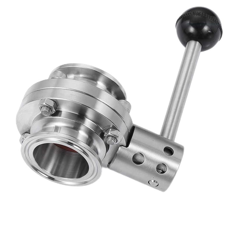 stainless steel sanitary food grade quick installation butterfly valve Manual butterfly valve clamp three clamp butterfly valve