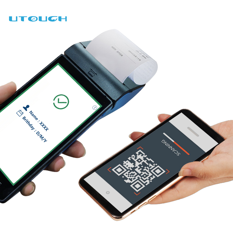 5,5-дюймовый КПК планшетный ПК с системой андроида QR сканер штрих-кода 58mm термальный принтер RFID считыватель карт