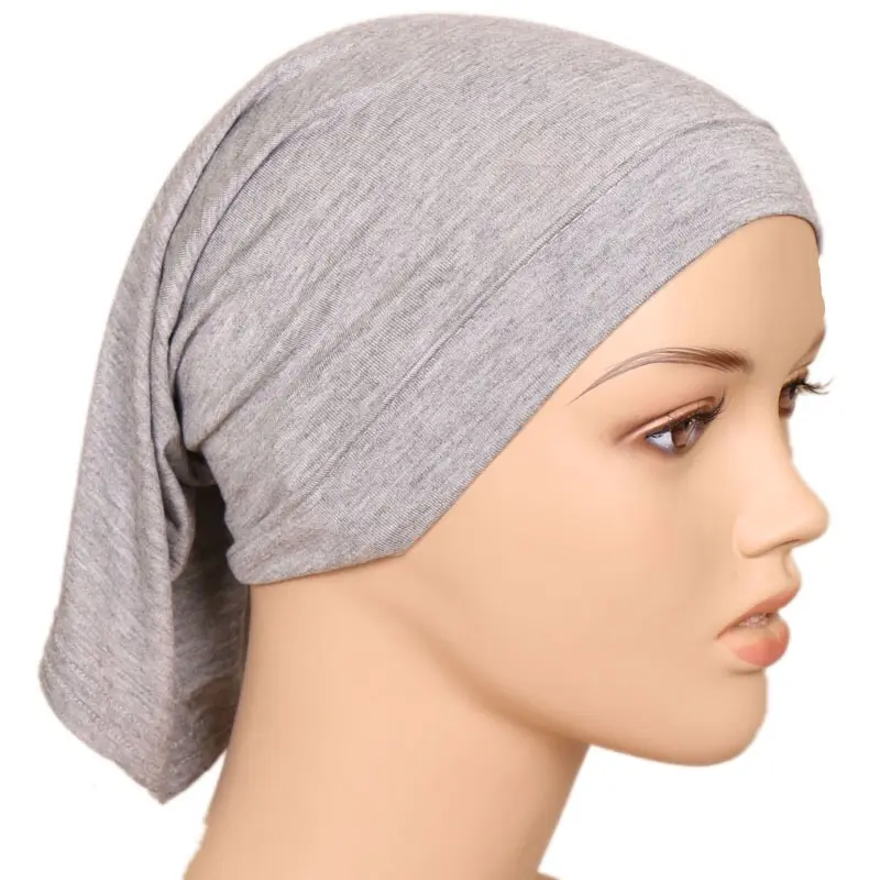 Wholesale monochrome Malaysian bottom hat fashion high elastic mercerized cotton Muslim silk cotton hat