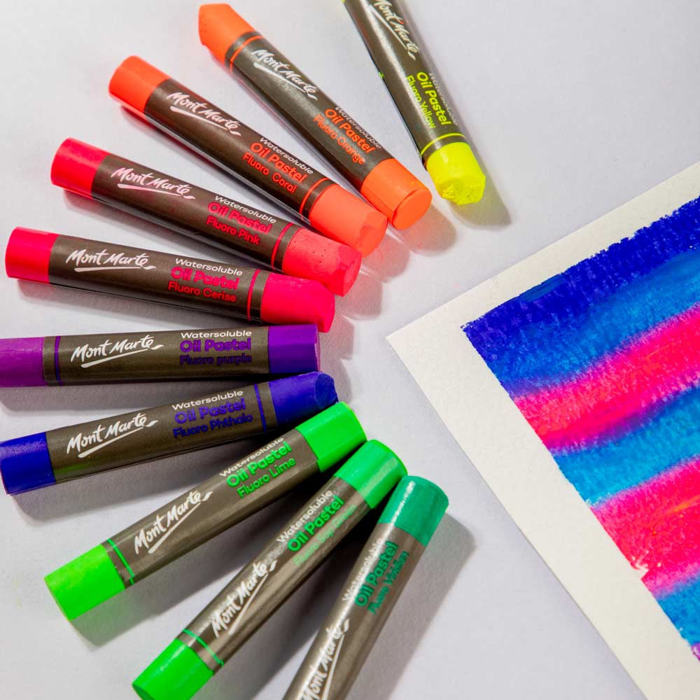Mont Marte Watersoluble Fluoro Oil Pastels 12pc color crayon Oil Pastel