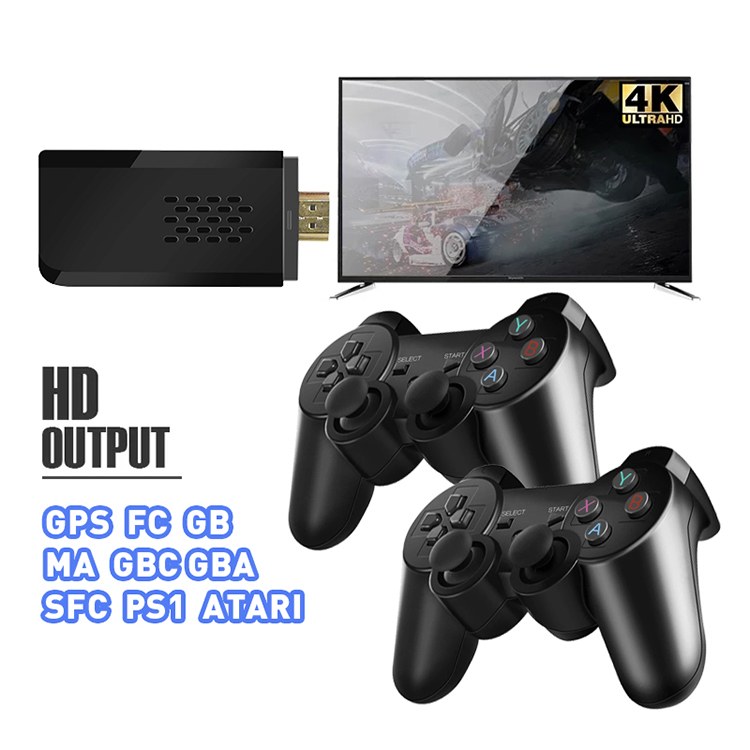 Беспроводная ретро-консоль со встроенными 10000 + классическими играми plug play видеоигры 4K с имитаторами ТВ-полосок PS2 контроллеры