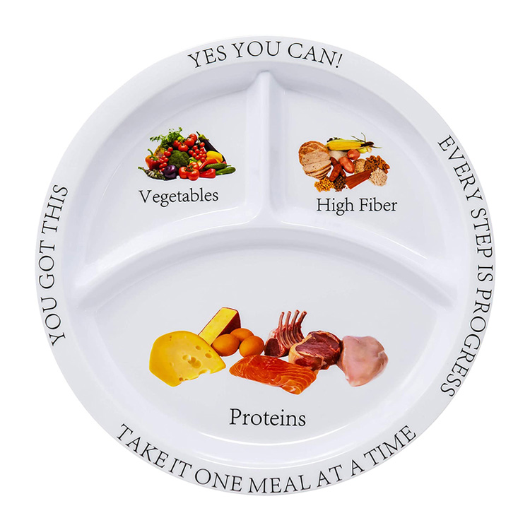 Assiettes portionnees 3 section BPA free diet control plastic melamine portion plates