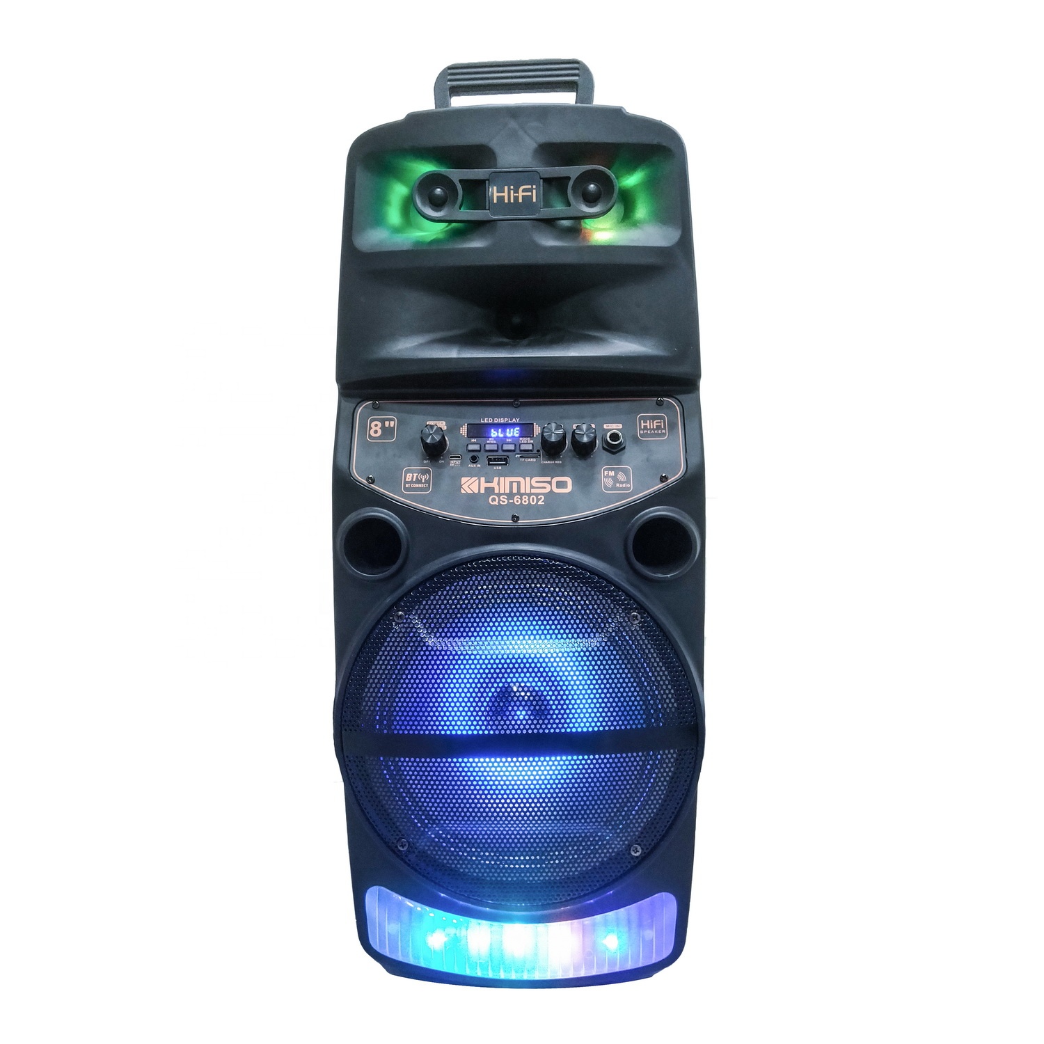 QS-6802 8 дюймов kimiso открытый динамик аккумуляторная тележка bt колонки с пультом дистанционного управления и проводной микрофон
